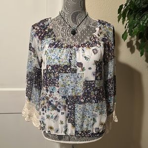 Beautees Floral Patchwork Top